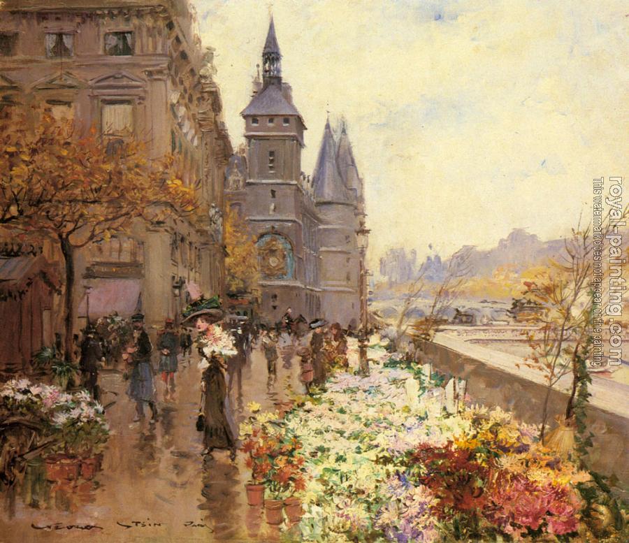 Georges Stein : A Flower Market Along The Seine Georges Stein : A Flower Market Along The Seine